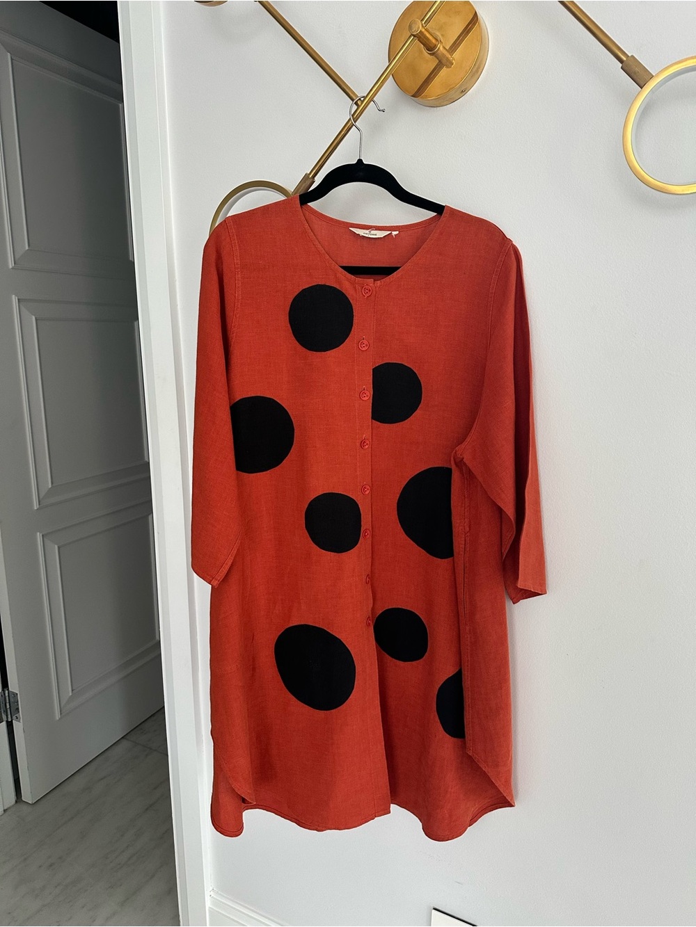 Women's Cheyenne Red Polka Dot Button-Front Dress or Tunic